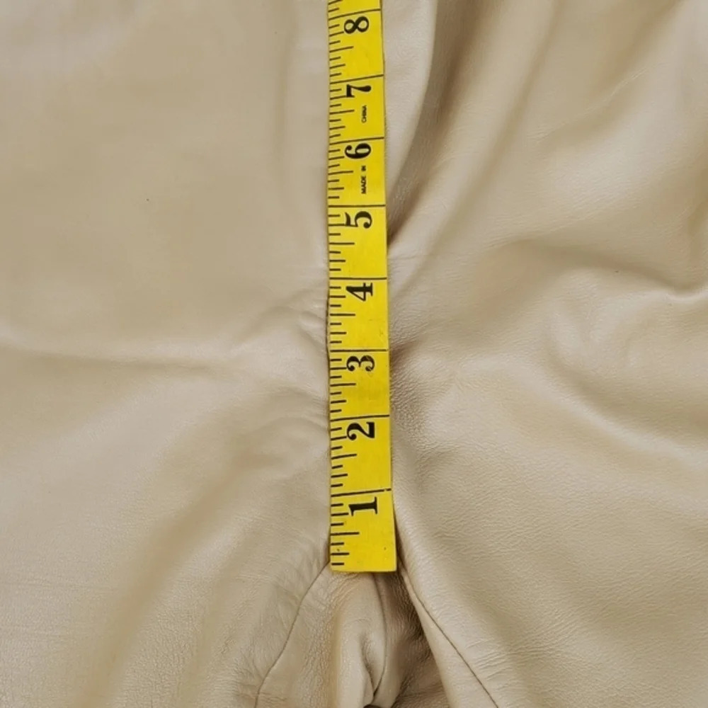 Vintage Dana Buchman Super Soft Trouser beige leather pants 8 - Picture 11 of 13